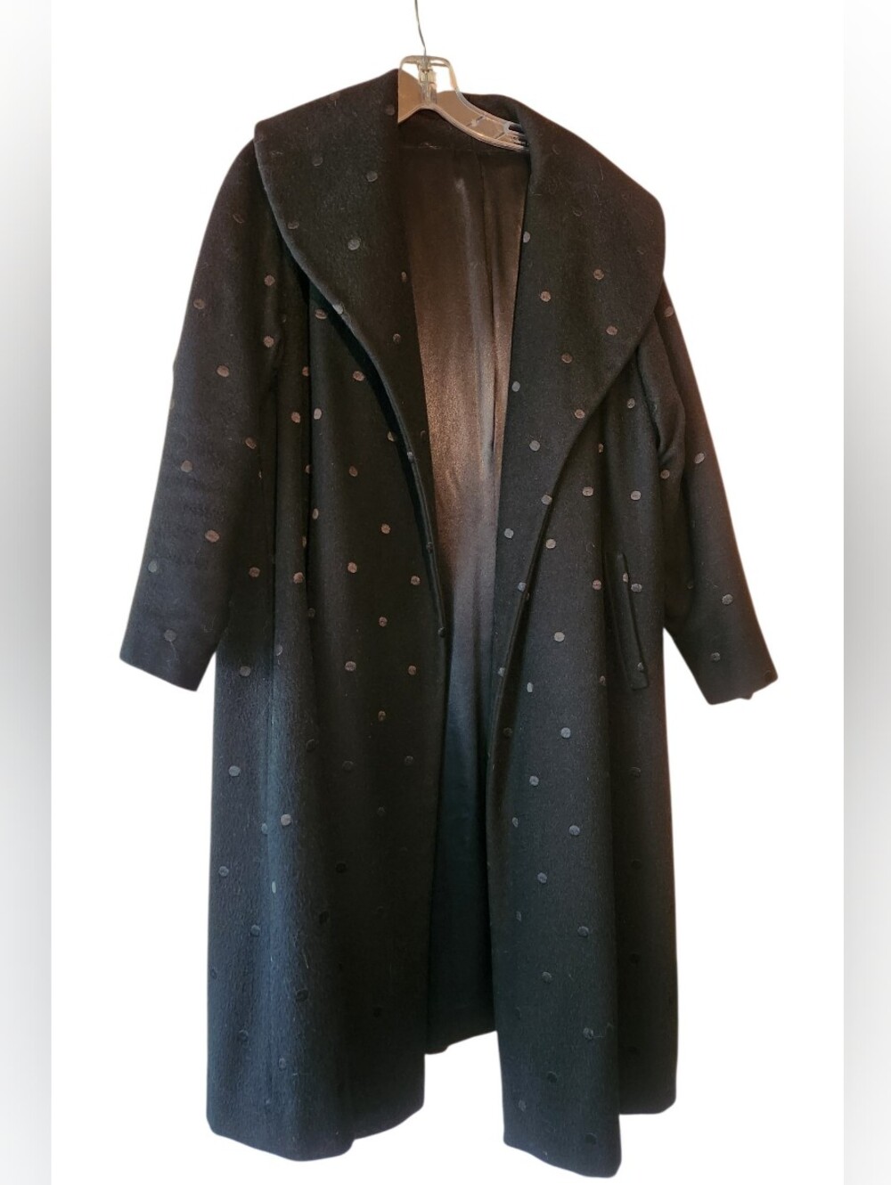 Vintage 60's Black Wool Swing Coat Ladies Size L to XL EUC $150